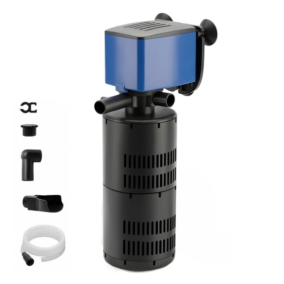 320 GPH Aquarium Internal Filter, 3-in-1 Submersible Powerhead with Sponge Filter, Air Oxygenation & Water Circulation