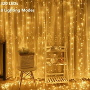 320 LED 9.8FT × 9.8FT Window Curtain String Light, 8 Modes, Wedding String Lights Decorations for Christmas Party Home Bedroom, Warm White