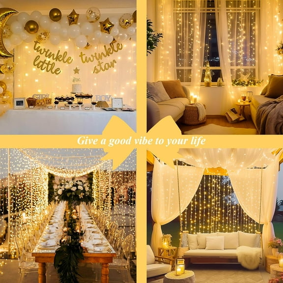320 LEDs Curtain Lights, Fairy String Lights, Warm White