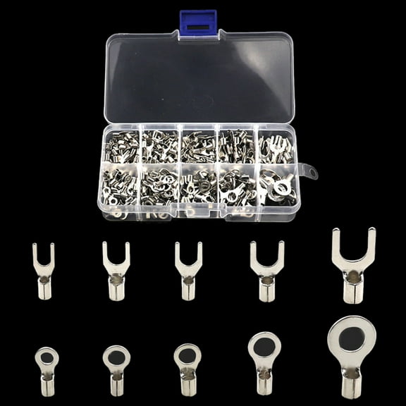 320 PCS Non-Insulated Ring Terminal & Fork Connector Wire Lugs Battery Cable Terminals Crimp Electric Wire Terminals