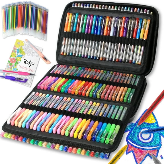 320 Pack Gel Pens for Adult Coloring Book, 160 Colors Artist Pens Include 156 Gel Pens, 4 Metallic Sparkle Pen with 160 Refills, Fine Tip Metallic Glitter Gel Pens for Drawing Doodling Art Supplies