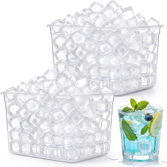 320 Pcs 10lb Reusable Ice Cubes Clear Plastic Ice Cube Refreezable Without Diluting Large Frozen to Keep Drinks Cool Longer for Coffee Cocktails Whiskey Wine Bars Party Camping