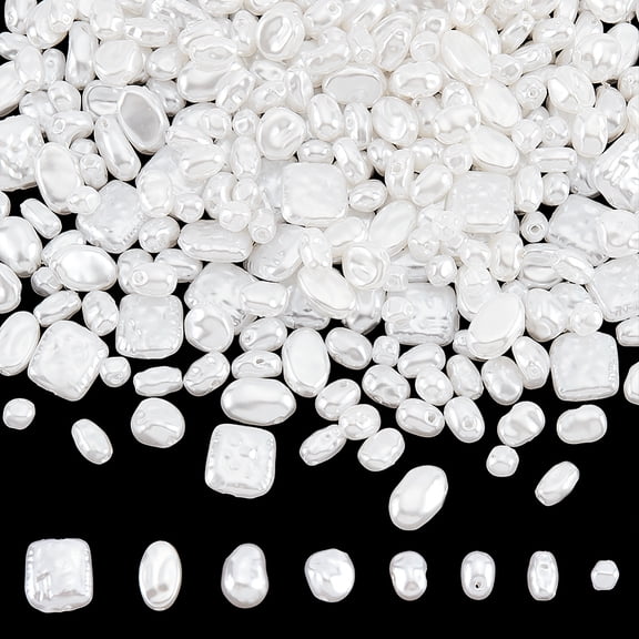 320 Pcs 8 Styles Imitation Pearl Beads Mini Pearl Craft Beads Irregular Mixed Shapes Pearls Multi Size