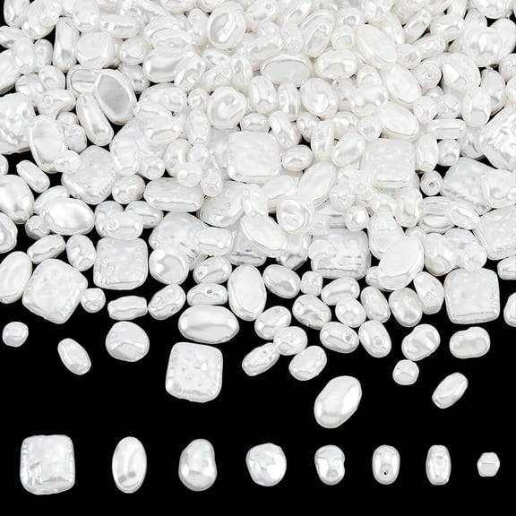 320 Pcs 8 Styles Imitation Pearl Beads Mini Pearl Craft Beads Irregular Mixed Shapes Pearls Multi Size