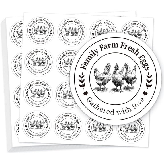 320 Pcs Egg Carton Labels 2 Inch Round Family Farm Fresh Egg Sticker PET Adhesive Egg Packaging Sticker