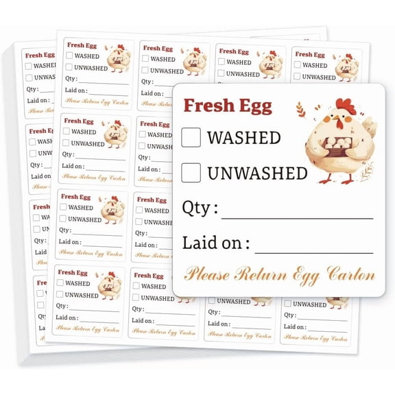 320 Pcs Egg Carton Labels 2 Inch Square Farm Fresh Lain on Sticker PET Adhesive Egg Packaging Sticker for DIY Making