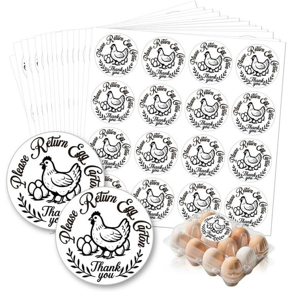 320 Pcs Farm Fresh Egg Carton Labels Please Return Egg Carton Stickers Round Waterproof Self-Adhesive Egg Packaging Stickers for Box Container Carton Farm Supplies