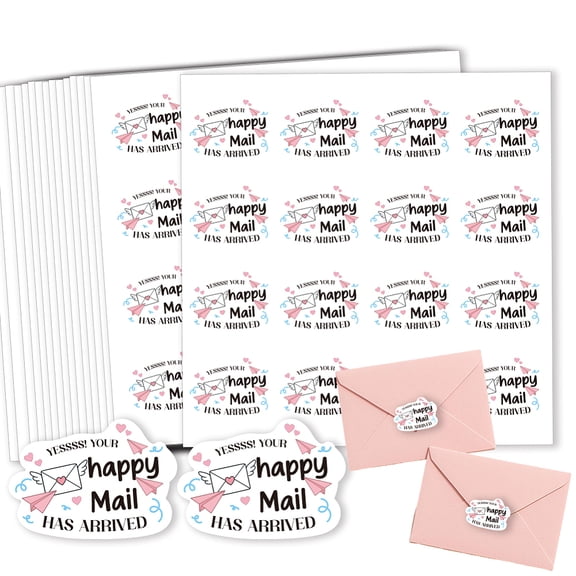 320 Pcs Happy Mail Stickers 2 Inch Online Retailers Shop Owners Order Packages Labels Waterproof Self-Adhesive Packaging Stickers