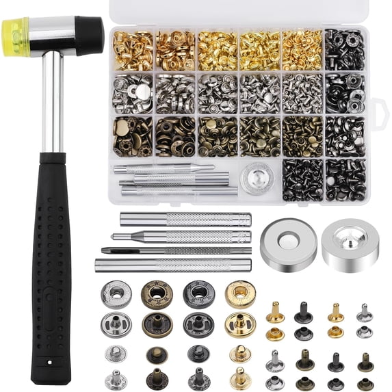 320 Pcs Leather Rivets Kit, 60 Pcs Leather Snap Fasteners, 2 Size ...