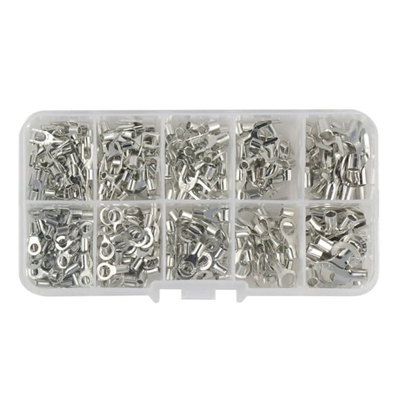 320 Pcs Tin-Plated-Copper Wire Crimp Fork End Cable Lugs Crimp Connector Non-Insulated Ring Terminal & Fork Connector