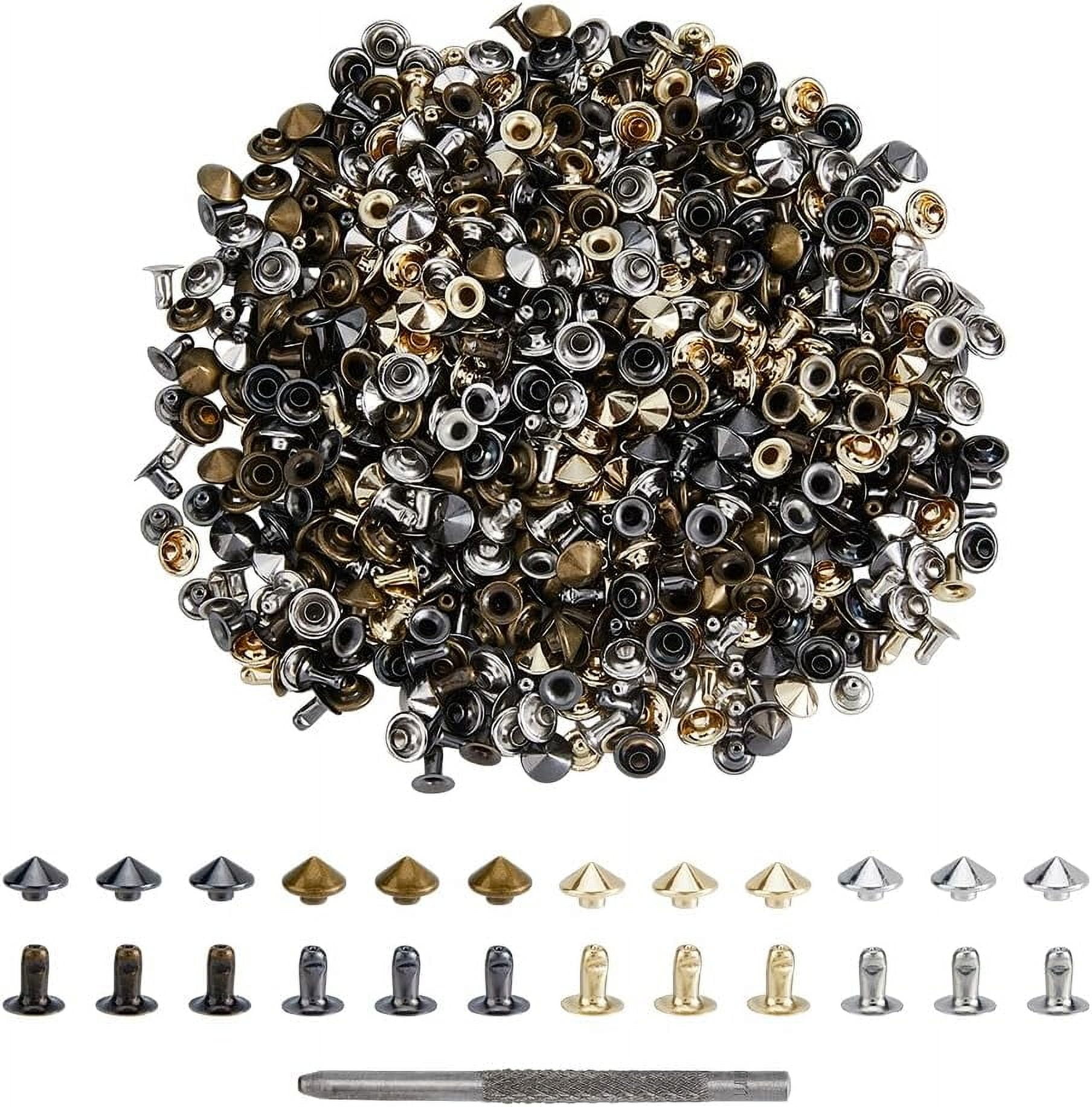 320 Sets Cone Rivets Brass Garment Rivets 4 Colors Leather Rivets with ...