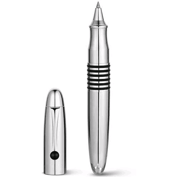 320 Silver Chrome Rollerball - Stunning Luxury Pen with Chrome Finish, EDC, Heavy, Schmidt Black Ink Refill, Best Gift Set for Men & Women, Professional, Executive Office, Nice Classic Pens$$Office