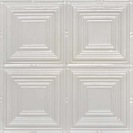 320 - Tin Plated Drop-In Ceiling Tile 12 in x 12 in Sample in Eggshell White - 1 Piece