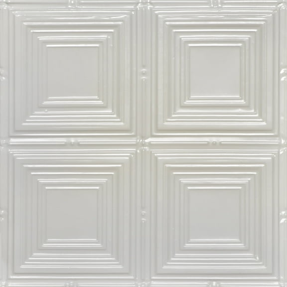 320 - Tin Plated Nail-Up Ceiling Tile 12 in x 12 in Sample in Eggshell White- 1 Piece