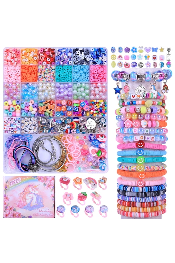 Unicorn Jewelry Activity Kit Clay Beads Bracelet Making 3200 Pieces