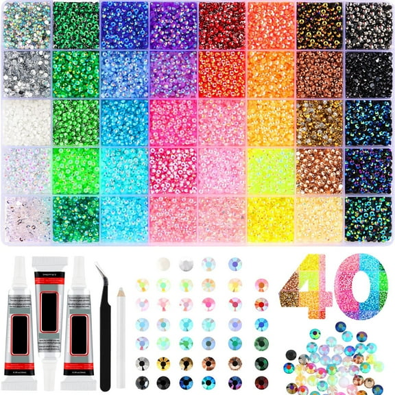 32000 Pieces 3mm Multicolor Resin Dazzling - Sparkly Round Crystal Bubblegum Beads for Jewelry Making & DIY Crafts
