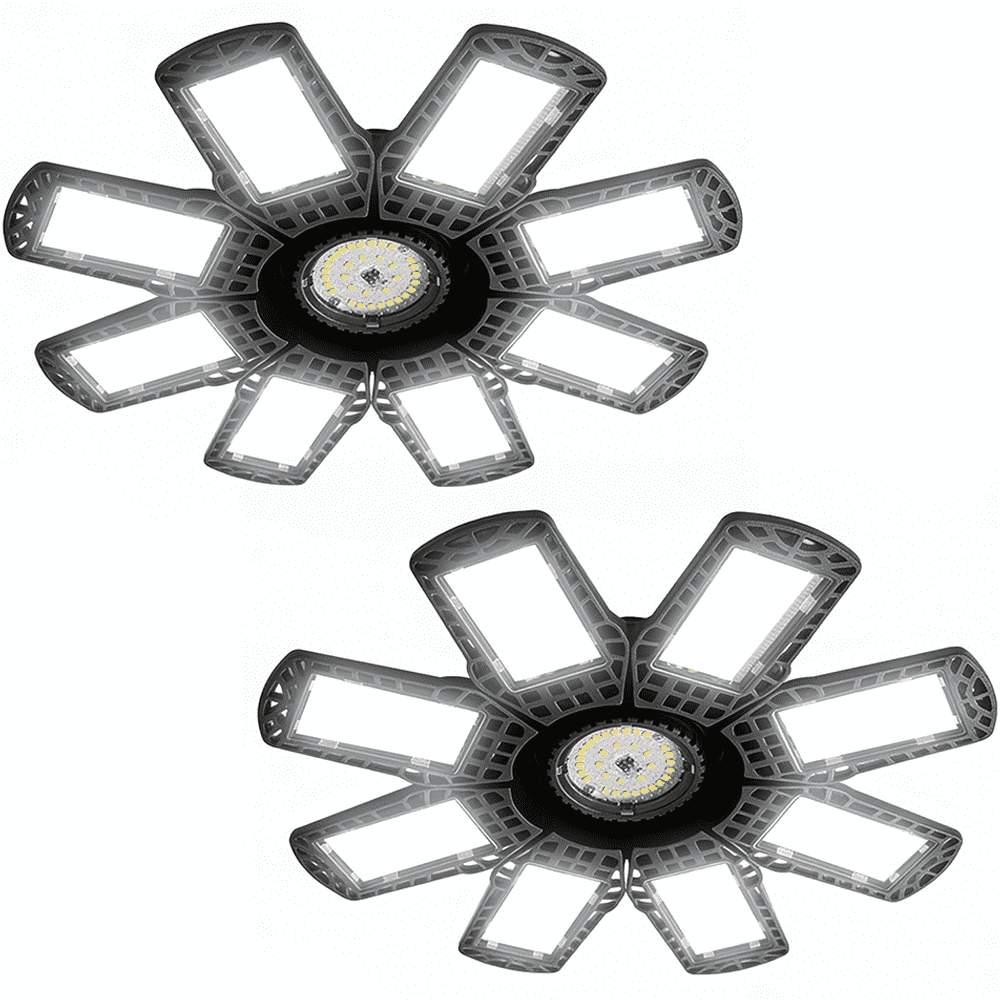 32000LM 6500K LED Garage Lights Ceiling Light with 8 Adjustable Panels Ultra Bright Deformable LED Shop Light for Garage Basement Workshop 350W , 2 Pack