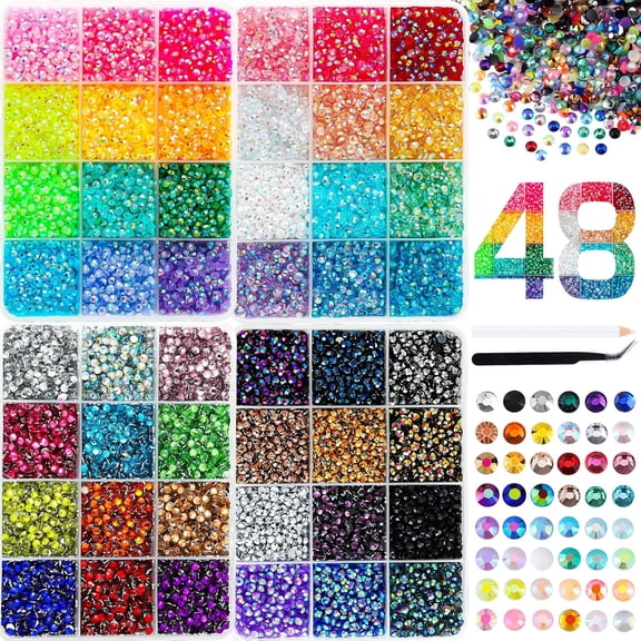32000Pcs Resin Flatback Rhinestones for Bedazzling Kit 3mm Multicolor Bedazzler Kit with Rhinestones and Tools DIY Bedazzling Gems for Crafting Clothing Shoes Cups