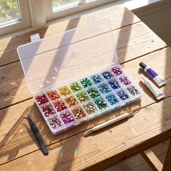 32000Pcs Resin Jelly Rhinestones for Crafting, Bedazzling Kit with Flatback Gems Rhinestones, 32 Color 3mm Flatback Gems for Diamond Art DIY Crafts Clothing Shoes Nail Art Decoration