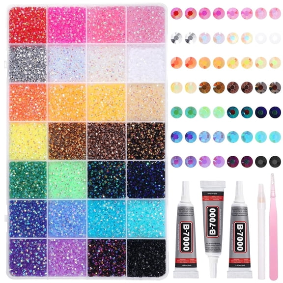 32000Pcs Rhinestones Bedazzling Kit with Tools, 3mm Color Resin Rhinestones f...
