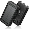 thumbnail image 1 of 32000mAh Solar Charger for Cell Phone iPhone, Portable Solar Power Bank with Dual 5V USB Ports, 2 LED Light Flashlight, Compass Battery Pack for Outdoor Camping Hiking(Black), 1 of 7