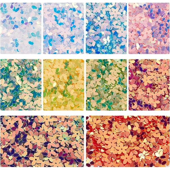 3200Pcs 10MM Loose Sequins Beads 3D Flower Shape Sequins Embroidery Spangles 10 Colors Plastic Paillette