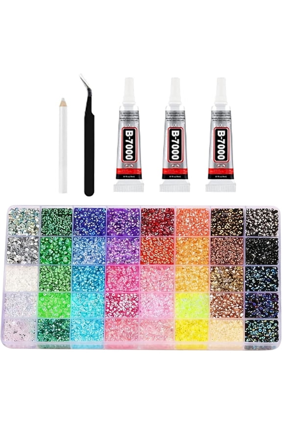 3200Pcs 40 Colors Jelly Rhinestones for Bedazzling, 3mm Multicolor Resin Flatback Gem for Diamond Art, Bedazzling Kit with 3Pcs B7000 Glue for Clothing Shoe Nail Book Diamond Art