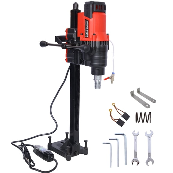 3200W Diamond Core Drilling Machine, Wet&Dry Concrete Core Drill Rig with Stand, 700RPM Speed, 9.4in Drilling Diameter for Concrete Brick Block Stone, Black+Red