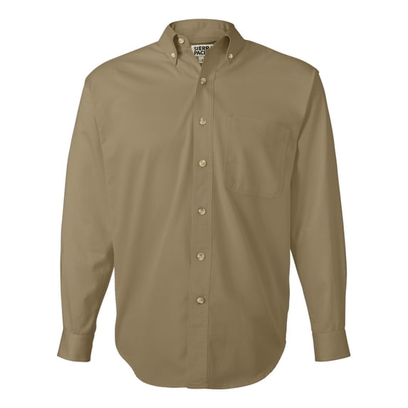 3201 Men's Long Sleeve Cotton Twill Shirt - Khaki - X-Large