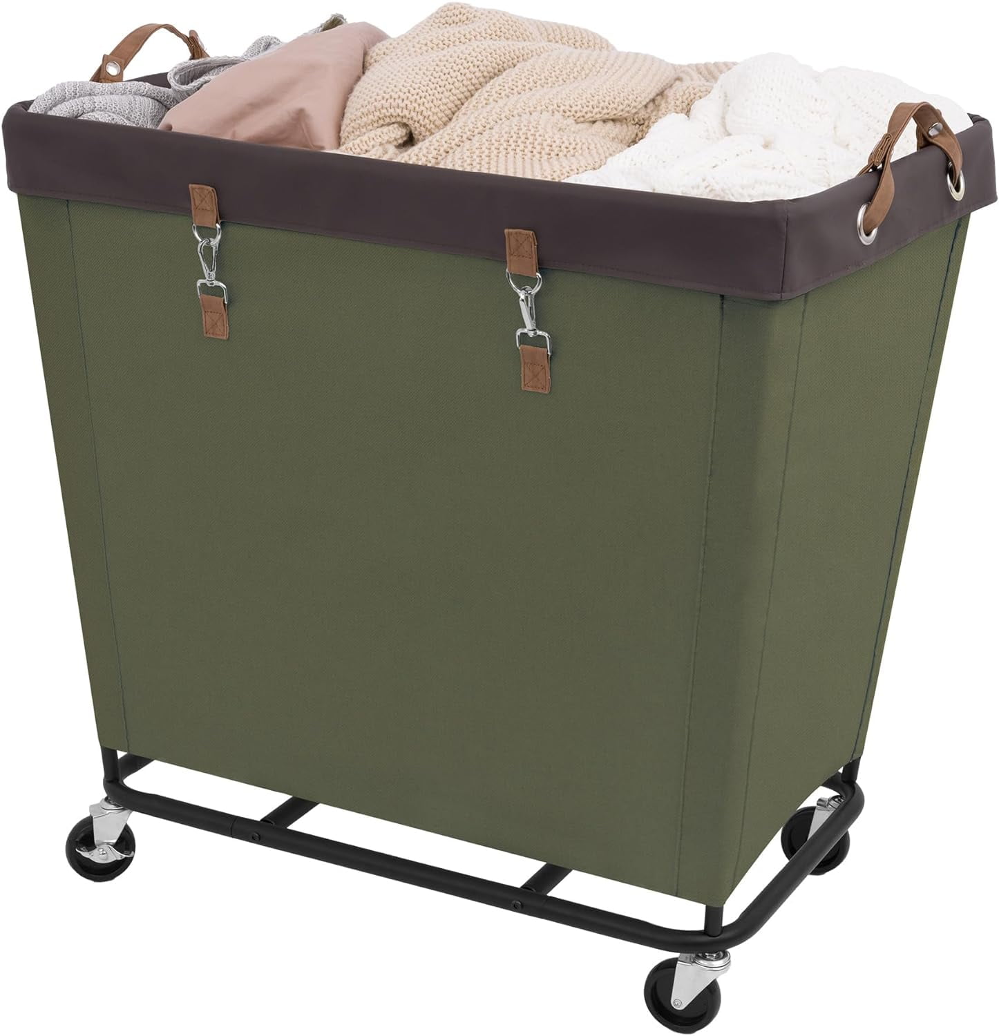 320L Laundry Basket with Wheels, Extra Large Rolling Hampers for Clothing Organizer, Dirty Clothes Basket for Hote, Home, Closet, Dorm, Green