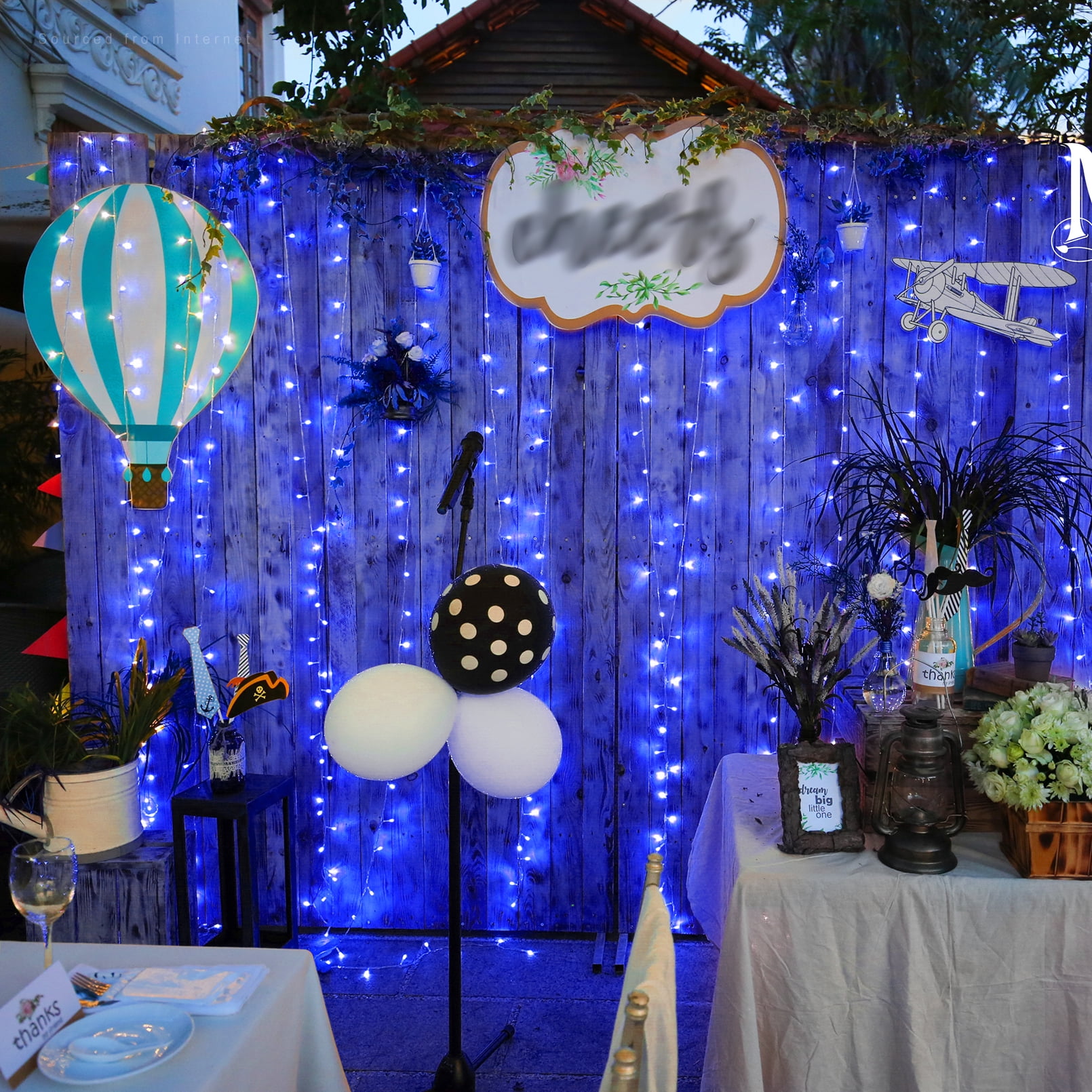 320 LEDs Window Curtain String Light, 8 Modes Extendable Fairy Lights, Waterproof LED Twinkle Lights, Blue