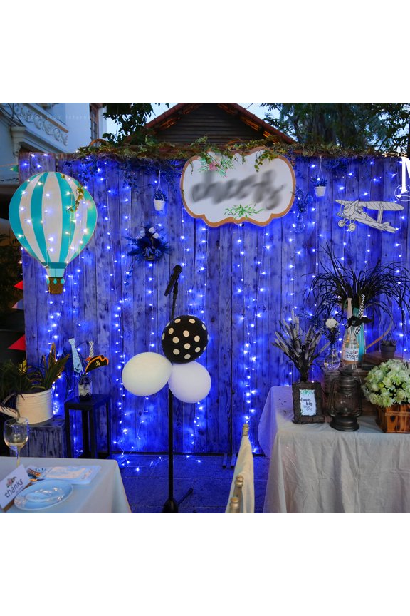 320 LEDs Window Curtain String Light, 8 Modes Extendable Fairy Lights, Waterproof LED Twinkle Lights, Blue