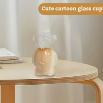 320ML Cartoon Bear Shaped Coffee Mug Cute Bear Mug Glass Cup with Straw Transparent Innovative Milk Coffee Water Cups,1 x Bear Cup As Shown
