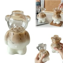 320ML Transparent Cartoon Bear Shaped Coffee Mug, Cute Bear Glass Cup with Straw – Innovative Drinkware for Milk, Coffee & Water(No Straws)