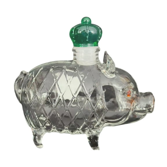 320Ml Pig-Shaped Glass Whiskey Bottle - Borosilicate Glass, Novelty Design For Wine And Spirits, Collectible