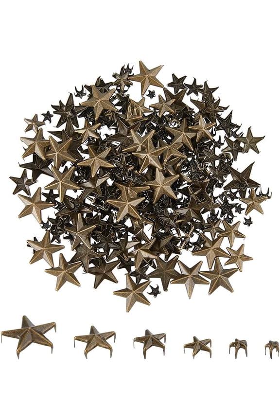 320PCS 6 Sizes Leather Rivets Star Rivets 5mm/7mm/10mm/12mm/15mm/20mm Metal Punk Studs Rivets Leather Spikes for Clothes Bags Belts Necklace Shoes DIY Craft