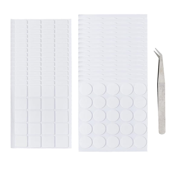 320Pcs 2 Styles Adhesive Dots Double Sided Sticker Clear Removable Sticky Round Acrylic Adhesive Sticker Square Round with Tweezers for Craft DIY Art Office Balloons DIY