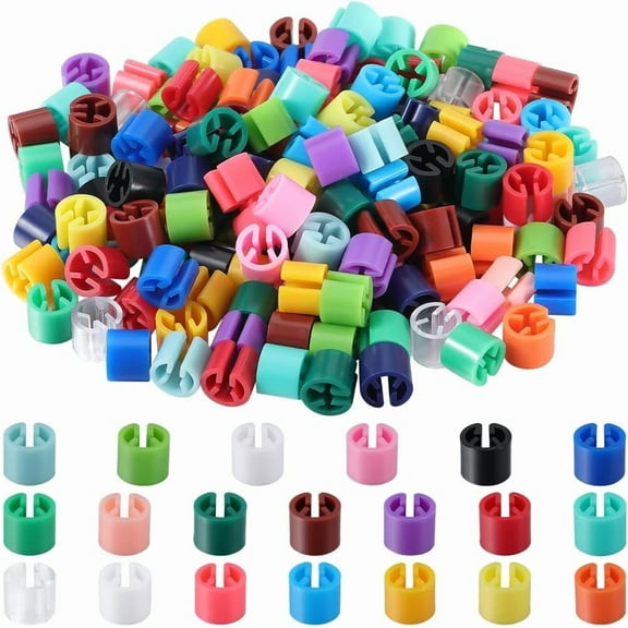 320Pcs 20 Colors Clothes Hanger Markers Blank Tags Fit 9.5mm/0.37inch Rod Round Small Plastic Garment Hanger Size Markers Clips for Clothing Snap Number Labels Accessories Color Coding Mixed Color