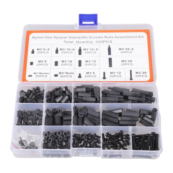 320Pcs Hexagonal Nylon Standoff Spacer Screws Male Female Spacing Bolts Threaded Pillar Spacer for Electronics Component