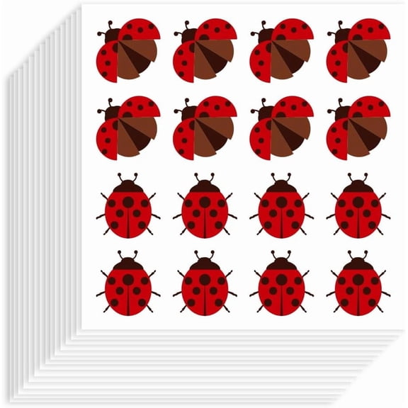 320Pcs Ladybug Stickers 90x90mm Self-Adhesive Paper Decorative Stickers Waterproof Insect Planner Decals for DIY Making