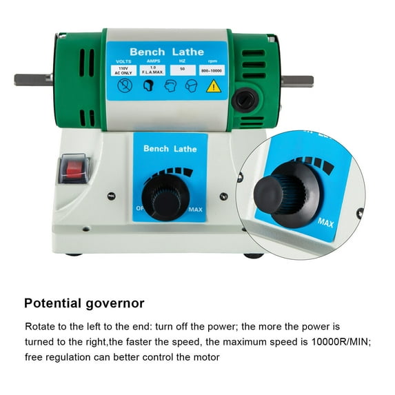 320W Portable Jewelry Polisher Bench Grinder Watch Gem Buffing Machine Variable Speed 800-10000rpm 2 Cloth Wheels