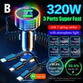 320W USB Car Charger 5 In 1 Fast Chariging Phone Adapter For IPhone 14