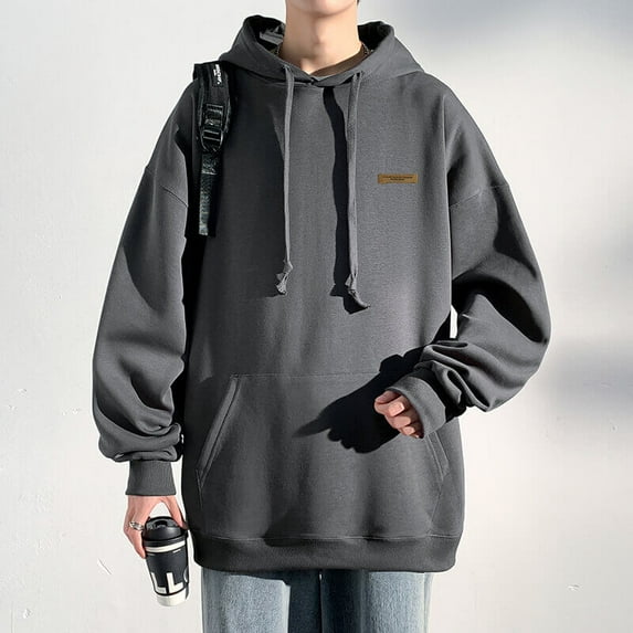 320g Plus Size Cotton Hooded Sweatshirt with Pockets - 6 Colors