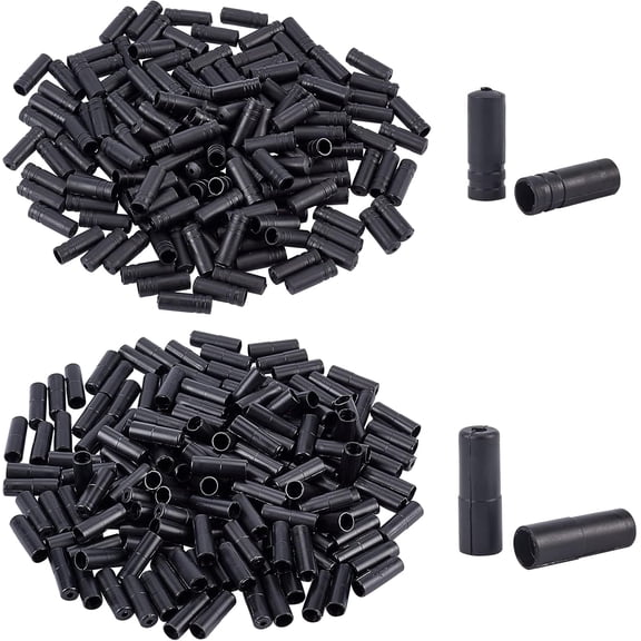 320pcs 2 Sizes Black Plastic Bike Shift Cable End Caps Column Cable End Crimps Wire Brake Cable Crimp Ends for DIY Making