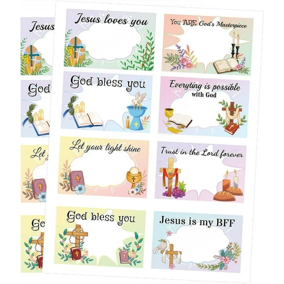 320pcs Bible Verse Name Tag Stickers 3.5 x 2.25 Inch-God Bless Self Name Labeling Christian Religious Name Tags