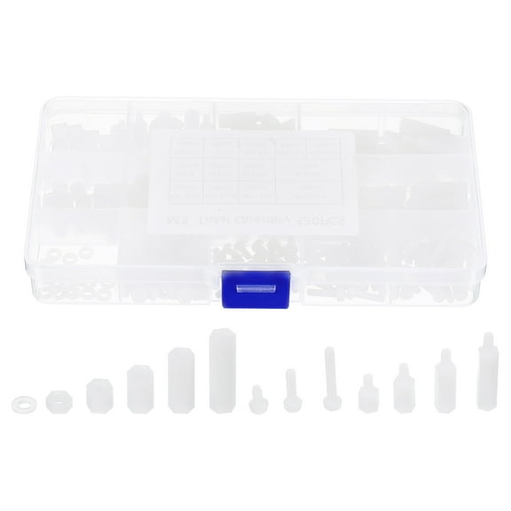320pcs M3 Nylon Standoffs Kit, Male Female Nylon Hex Spacer Standoffs Screws Nuts Assortment Kit PCB RC White