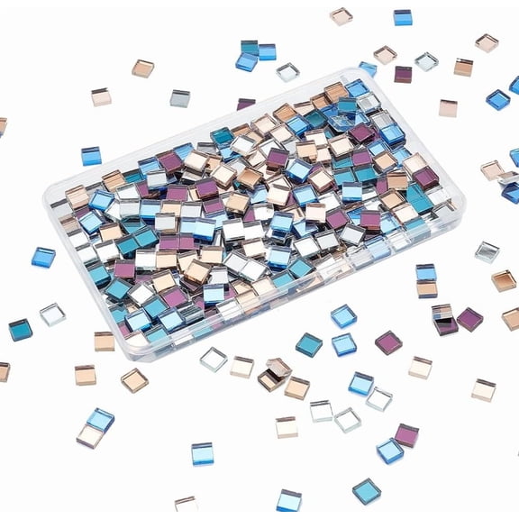 320pcs Mirror Mosaic Tiles for Crafts 10mm Square Glass Mirror Tiles Mini Glass Decorative Mosaic Tiles for Home Decoration Art Crafts Jewelry Disco Ball Making Clear No Hole Making DIY