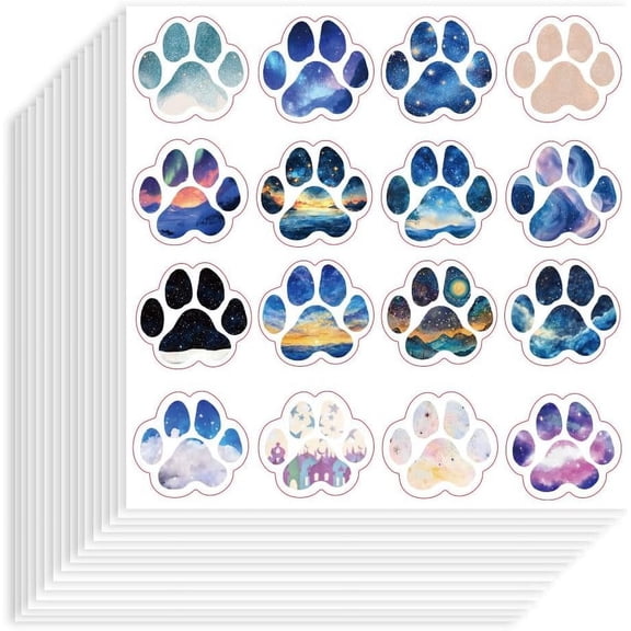320pcs Paw Print Stickers 3.54x3.54 inch Self-Adhesive Paper Decorative Stickers Waterproof Decorative Decals for Scrapbook Calendar Journals Crafting Party Gift Bag Decor colorful DIY