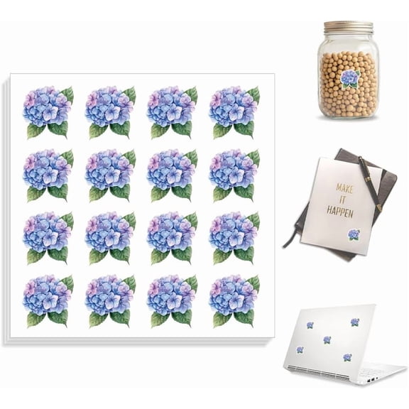 320pcs Waterproof Self-Adhesive Stickers 0.7 x 0.8 Inch Hydrangea for DIY Scrapbooking Planner Calendar Journaling Gift Decor Classroom Rewards Laptop Fun Vinyl Stickers for DIY Students Adult
