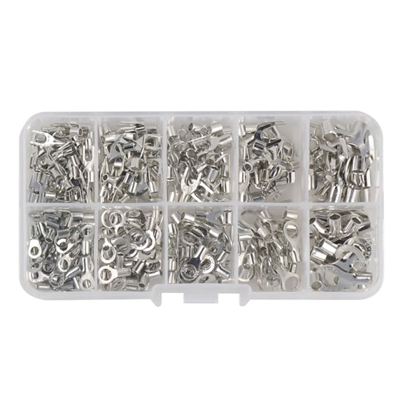 320pcs Wire Lugs Cable Terminals Electric Crimp Connector Non-Insulated Ring Terminal&Fork Connector Easy to Use